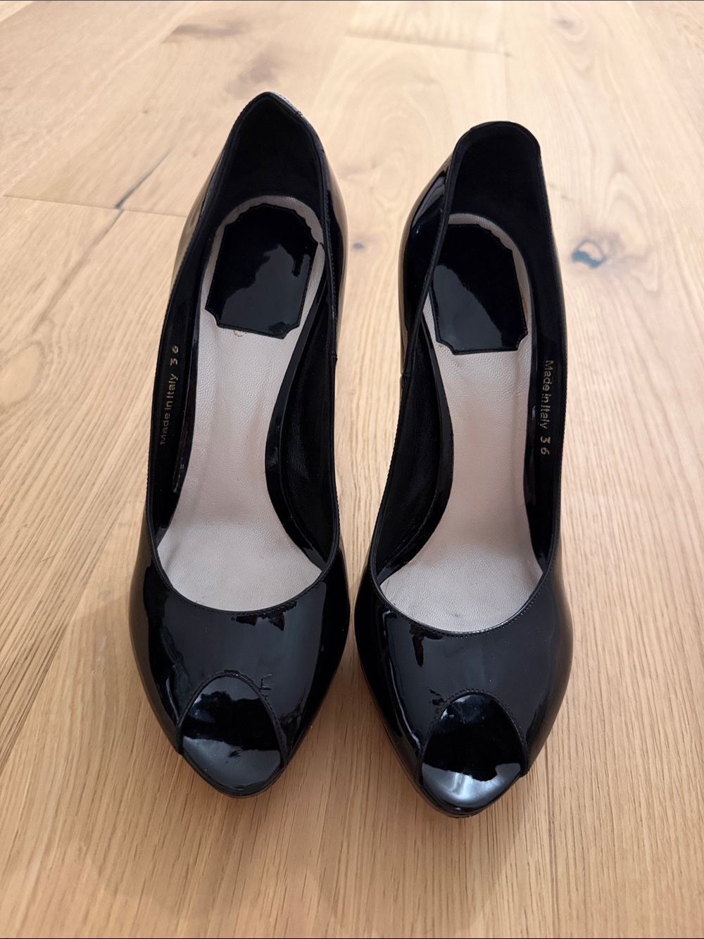 Dior Black Patent Miss Dior Peep-Toe Women's Pumps